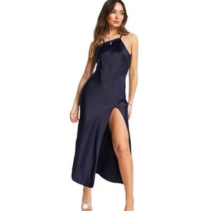 ASOS One Shoulder Midaxi Dress Navy Size 10 NEW